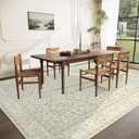 Area Rug 9x12 Washable Rug, Vintage Boho Medallion Rugs Non-Slip Soft Low Pile Large Distressed Rug Indoor Retro Carpet for Living Room Bedroom Dining Room Home Office (IvoryBeige, 9'x12')