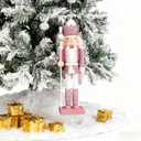 NOLITOY Nutcracker Christmas Decor, 12 Inches Traditional Pink Nutcracker Wooden Soldier Figures for Festival Party Outdoor Xmas