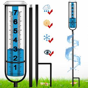 JMBay Rain Gauge Outdoor, Accurate rain gauges Outdoors Best Rated, Tall rain Gauge for Yard with Stake, Decorative rain Measure Gauge for Garden, Deck, Lawn with Large Numbers, Adjustable Height