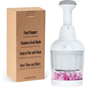 Food Chopper, Vegetable Chopper, Onion Chopper, Garlic Chopper Hand Chopper for Vegetables, Handheld Veggie Chopper, Nut Chopper, Chopper Vegetable Cutter, Dishwasher-safe (White)