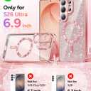 Meifigno Magnetic Case Designed for Samsung Galaxy S26 Ultra 6.9", [Compatible with MagSafe] [Removable Glitter Card & Wrist Strap], Surround Lens Protection Case for Galaxy S26 Ultra, Rose Gold