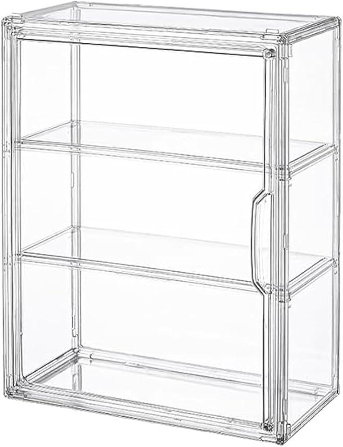 3 Tiers Clear Display Case for Figures, Acrylic Storage Organizers Box with Magnetic Door, Wall-Mounted Dustproof Showcase for Collectibles Action Figure