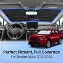 Windshield Sun Shade Umbrella for Toyota RAV4 2019-2026, 360 Rotation Car Sunshade, Highly Reflective Front Window Sun Shield Visor for UV Protection, Keep Car Cool Accessories
