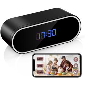 WiFi Security Camera, Spy Camera Clock, Hidden Camera Nanny Cam, APP Control, Remote Viewing, Night Vision, Motion Detection for Indoor Surveillance
