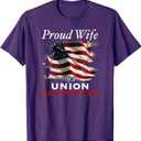 Union Member Wife American Flag Carpenter Women Men T-Shirt, Purple, XL