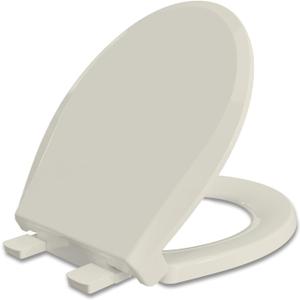 Round Toilet Seat, Slow Close Quick-Release Hinges, Heavy Duty Soft Close, Quiet-Close Lid And Seat For Standard Toilets, Easy To Install And Clean, Never Loosen, Almond/Bone(16.5)