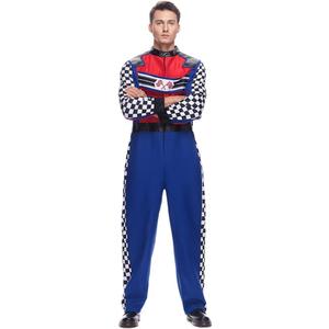 EraSpooky Men's Race Car Driver Costume Adult Halloween Finish Line Racer Outfits (Medium)