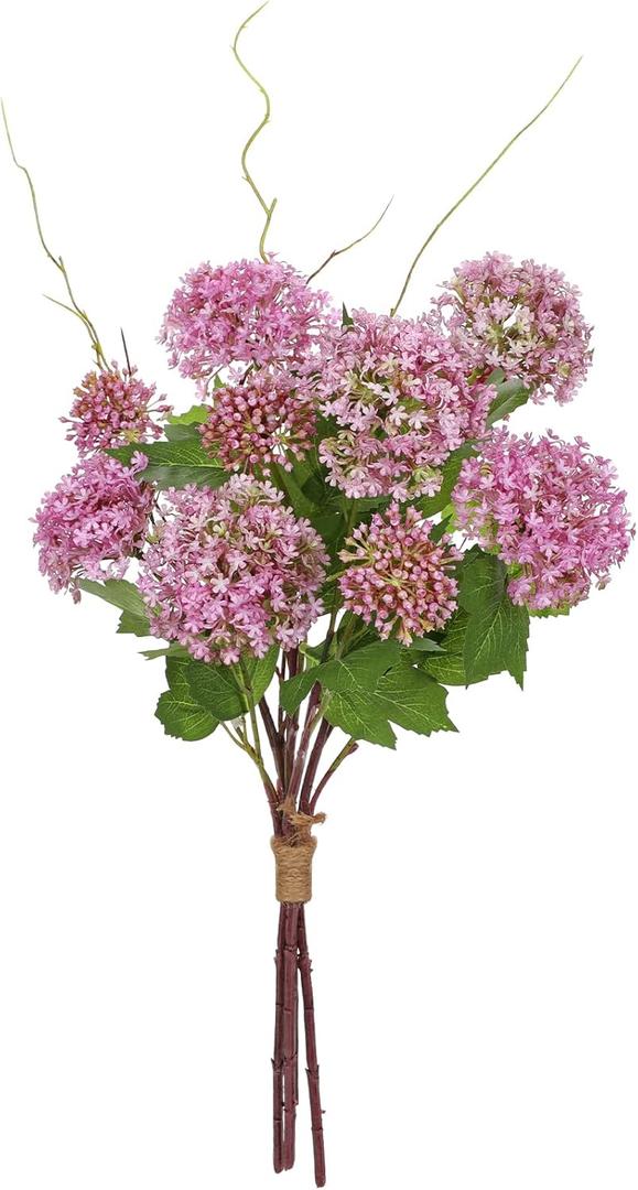 Faux Hydrangea Flowers 5 Pcs Pink Artificial Hydrangea Spray with 9 Flower Heads, Faux Hydrangeas Plastic Flowers Fake Hydrangeas for Indoor Outdoor Wedding Table Centerpieces Decor