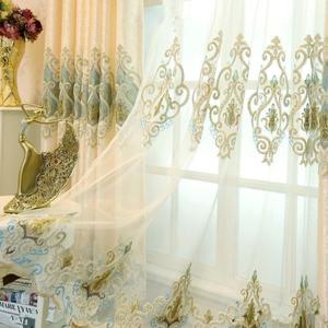 MYRU 1 Pair European Style Living Room Curtains Luxury Tulle Curtains (Sheer Curtains, 2 Panels 66 inches by 84 inches)