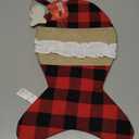 Pet Christmas Stockings for Cats Burlap Plaid Holiday Hanging Fish Socks Fireplace Tree Christmas Decoration