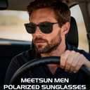 MEETSUN Small Polarized Sunglasses for Men Classic Retro Square Frame UV Protection Sunglasses for Fishing Driving,  (3 Pack) Black/Brown/Dark Green, 49 Millimeters 