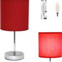 Simple Designs LT2007-RED-LB Basic Chrome Mini Table Lamp for Living Room, Nightstand, Desk, Countertop, Red, with Feit LED Bulb Included