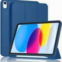 ToaPoia Case for iPad (A16) 11 Inch 2025/iPad 10th Generation 10.9 Inch 2022, Slim Trifold Stand Protective Cover with Pencil Holder and Soft TPU Back,Support Auto Sleep/Wake (Navy Blue)