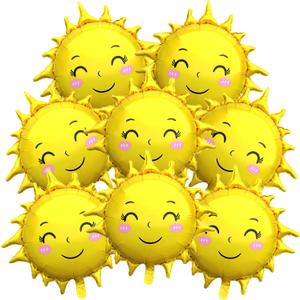 8 Pcs Sun Foil Balloons 31 Inch Sunshine Mylar Balloons Gold Summer Party Balloon for Sun Themed Baby Shower Birthday Party Decorations