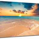 JXBYJP Large Seaside Wall Art Sunset over the Beach Bedroom Living Room BedRoom Beach Sea Wave Ocean Nature Picture Printed for Home Office Wall Decor Frame 20x40inch (40L" x 20W", Beach Artwork)