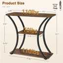Hoctieon 3 Tier Console Table with Open Wood Shelves, Decorative Entryway Table with Curved Metal Frames, Narrow Sofa Table for Entrance, Living Room, Hallway, Rustic Brown+Black, 31.5 inches x 11.8 inches x 31.5 inches