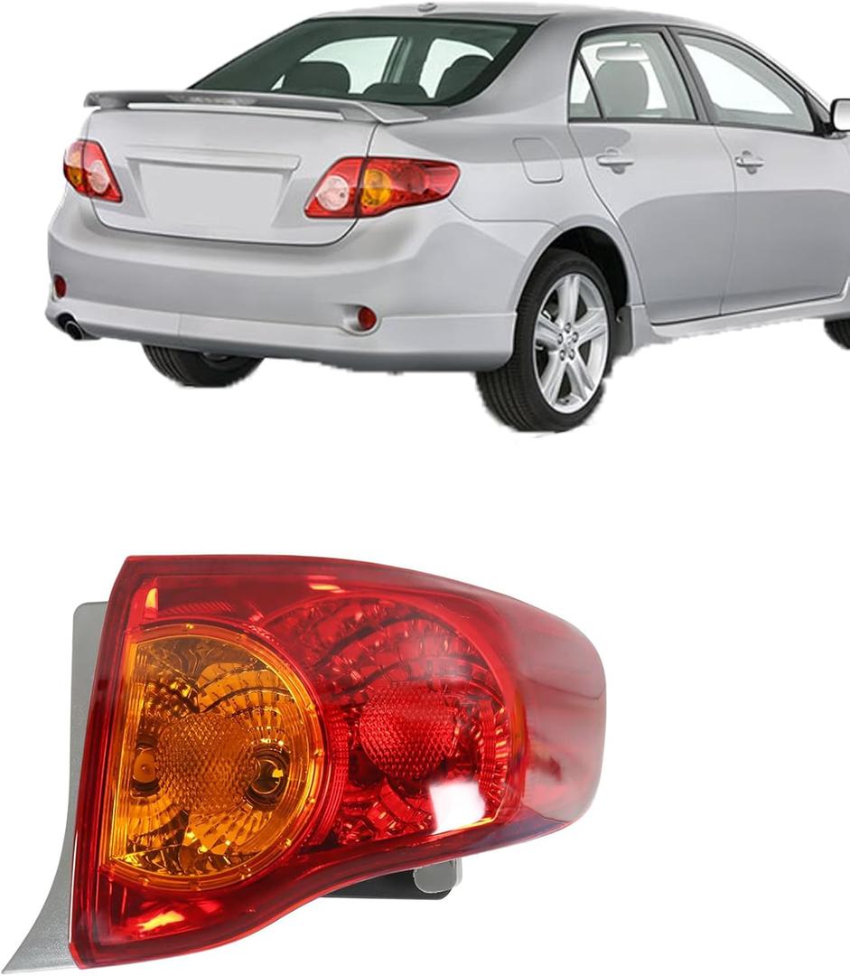 labwork Right Passenger Side RH Tail Light Lamp Assembly Replacement for 2009 2010 Toyota Corolla Outer Rear 8155002460 TO2801175