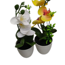 XONOR 2Pcs Artificial Orchid Flowers Mini Potted Orchid Flowers Fake Orchids with Plastic Vase for Home Office Wedding Table Centerpiece Decoration(White,Yellow)