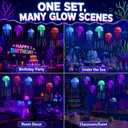 Blueweenly 8 Pcs Glow Ocean Party Ceiling Decorations Neon Hanging Jellyfish Glow in The Dark Under The Sea Fluorescence Silicone Jellyfish with Fishing Line for Ocean Mermaid Birthday Party