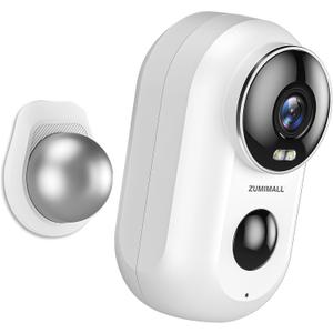 ZUMIMALL Security Cameras Wireless Outdoor with Magnetic Mount, 2K Outdoor Camera Wireless Battery Powered, 2.4G WiFi Cameras for Home Security Indoor,3MP Color Night Vision/Siren/PIR/AI/Cloud/Alexa (White-Single Camera)