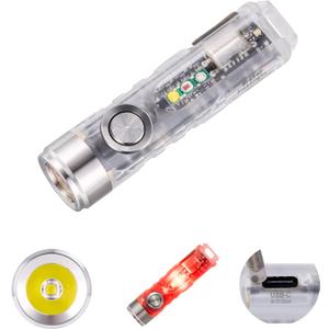 RovyVon A8 4th Gen Rechargeable EDC Flashlight USB C, 650 Lumens Bright Small Keychain Flashlights High Lumens Mini Flashlight, 365nmU/Red/White Sidelight, Magnetic Clip and Tail Base