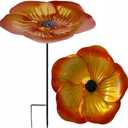 Metal Bird Feeder Flower Standing Bird Feeder Outdoor, Bird Bath Feeders Bowl for Outdoor, Bowl Bird Feeder Bird Feeding Tray Bird Feeders with Stake,Garden Decor Stake Lawn Decor (orange)