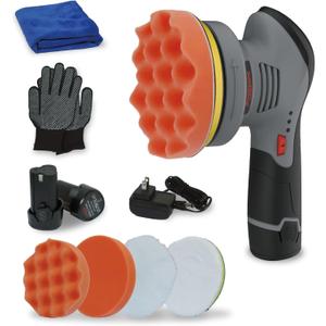 Buffer Polisher, 2*12V 2.0Ah Batteries Cordless Polisher, 6-Inch Dual Action Random Orbital Car Polisher, Mini polisher with 6 Variable Speed for Car Detailing Polishing Waxing