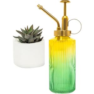 Useful Co. Yellow & Green Glass Plant Mister for inside, Mister for Plants, Plant Sprayer Mister, Decorative Plant Mister Spray Bottle with Adjustable Nozzle for indoor plants (230ml/ 7.8oz)