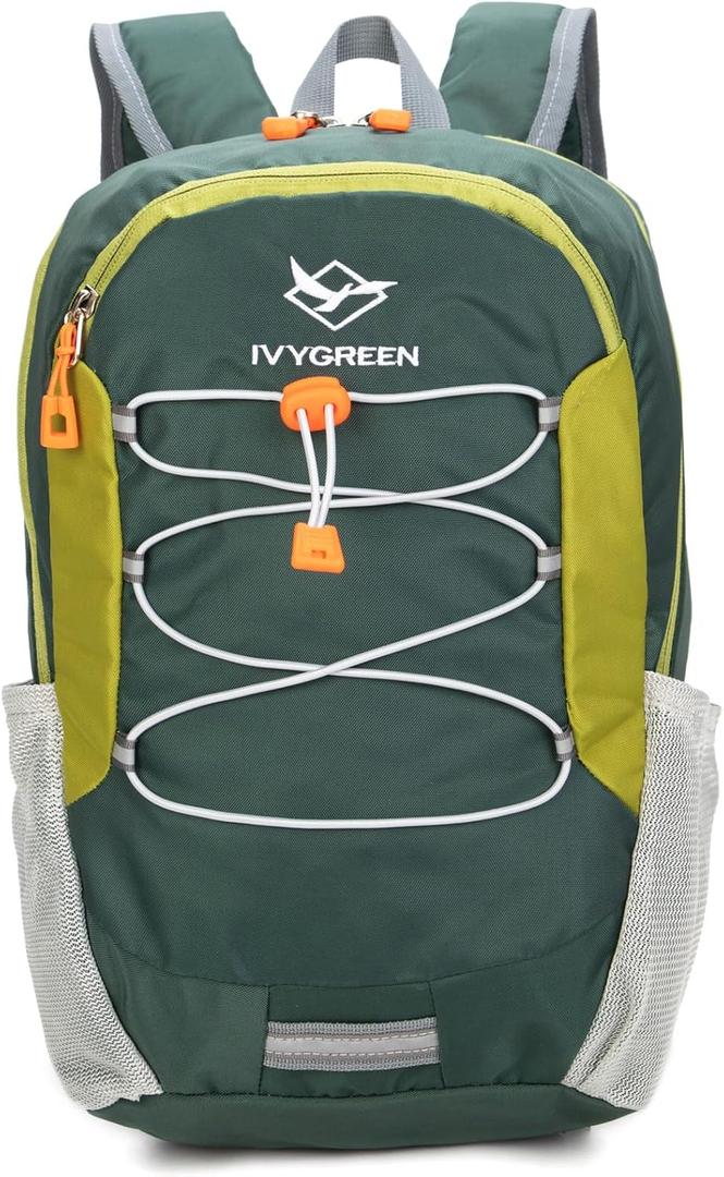 IVYGREEN Little Kids Hiking Backpack for Boys or Girls, Small Daypack for Camping or Travel (Green, Small)