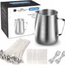 DINGPAI Candle Making Kit, DIY Candles Craft Tools,1pc Candle Make Pouring Pot,50pcs Candle Wicks, 50pcs Candle Wicks Sticker and 2pcs 3-Hole Candle Wicks Holder