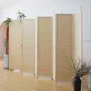 Furnnylane 8 Panel Bamboo Room Divider - 5.6 ft Tall Folding Privacy Screen, Natural Beige Freestanding Partition Wall (67" x 122.8", 8-Panel)