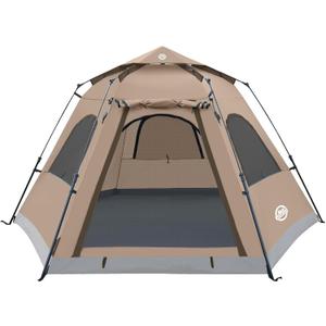 ADSMART Instant Tents for Camping 4/5 Person Tent Waterproof for Outdoor | Easy Setup Sets Up Tents with Carry Bag for Outdoor Hiking 10.5FT x 9FT,Khaki, 5 Person