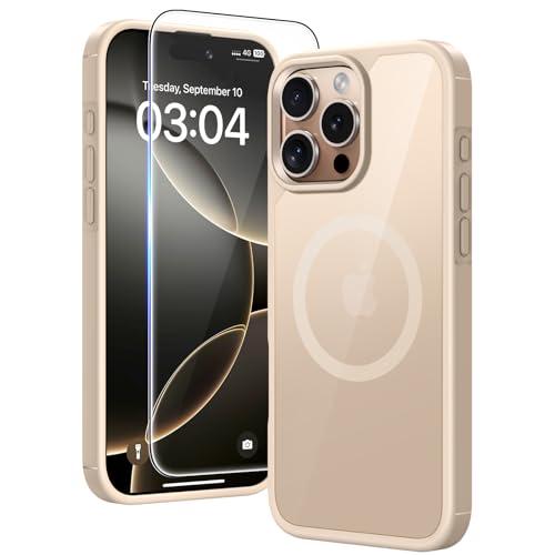 TAURI 3 in 1 for iPhone 16 Pro Case, Compatible with MagSafe [Not-Yellowing] with 2X Screen Protectors, Military-Grade Protection, Slim Magnetic Case for 16 Pro 6.3", Desert