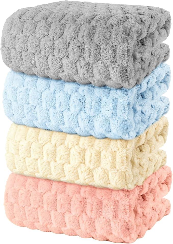 4 Pack Microfiber Bath Towels Large, Super Absorbent, Quick Dry, Plush and Fluffy, 27.5″ x 55″, Luxury Towel Set for Bathroom, Spa, Gym, Travel - Mixed Colors
