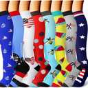 CHARMKING Compression Socks for Women & Men Circulation (8 Pairs) 15-20 mmHg Best Calf Socks Support for Athletic Cycling