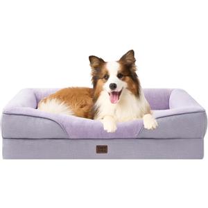 EHEYCIGA Orthopedic Dog Bed for Large Sized Dog, 41x27x7.5 Inch Large Memory Foam Dog Couch Bed with Sides, Waterproof Liner & Washable Removable Cover, Bolster Pet Sofa, Purple