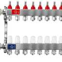 AB 8 Loops Pex/Radiant Manifold,  Inch Compatible Outlets, Up to 1.4 GPM Flow Valve for Hydronic Radiant Floor Heating(1/2" Connectors Included)