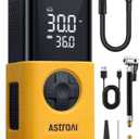 AstroAI Tire Inflator L7S Portable Air Compressor Cordless Bike Air Pump with Digital Dual Values Display, 150 PSI Car Tires Pump with LED Lights Air Pump for Auto, Motorcycles, Bikes, Balls (Yellow-Silicone)