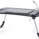 Nestl Foldable Lap Desk - Portable Laptop Stand for Bed, Couch, Work, Reading & Writing, Lap Table with USB Ports, Large Laptop Tray, Black