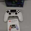 CHENGDAO Controller for PS4, Wireless Controllers for PlayStation 4/Pro/Slim, Remote Control with Adjustable RGB Light/1000mAh Battery/6-Axis Motion Sensor/Double Vibration/3.5mm Audio Jack, White