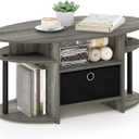 Furinno Jaya Oval Coffee Table, French Oak Grey/Black/Black, 19.7"d X 35.4"w X 16.4"h