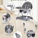 High Chairs for Babies and Toddlers, 4 in 1 Convertible Baby High Chair, Portable High Chair for Travel with Adjustable Height and Back, Foldable HighChair with Wheels& Pu Cushion (Grey)