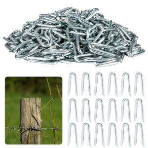 Sukh 210 PCS U Fence Staples - Galvanized U Shaped Nails Heavy Duty Staples Fencing Staples U Nails for Wood Fencing Barbwire Fence (Siver