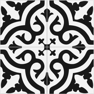 The Tiles Plaza Encaustic Peel and Stick Backsplash, Black and White Patterned Vintage Stick on Tiles, Stone Composite Self-Adhesive Wall Tile Sticker for Kitchen Bathroom Fireplace Stairs, 10 Sheets