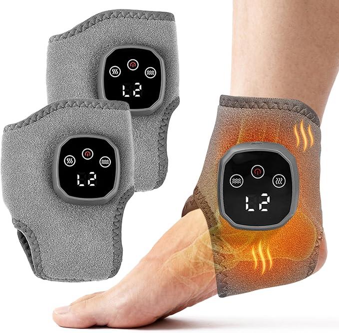 YAZHI Foot Massager 2in1 Warming Wrap – Relax & Renew Foot & Ankle Massager with 3 Modes & 4 Heat Levels, Portable for Home or Travel 2pack