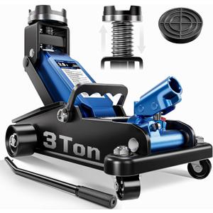 AUTOWN 3 Ton Floor Jack, Alloy Steel Hydraulic Car Jack with Quick Lift & Cross-Shape Rubber Pad, 7.1-20.9 Inch Lifting Range for SUV Truck (6600 lbs)