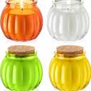 4 Pack Pumpkin Shaped Scented Candles Fall Pumpkin Spice Candles Decor Natural Soy Wax Candle for Home Autumn Halloween Thanksgiving Gift Farmhouse Decoration (White Green Yellow Orange)