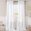 Extra Long White Curtain 108 inches Long 2 Panels Set for Living Room Back Tab Modern Farmhouse Coastal Decor Cotton Textured Off White Sheer Linen Curtains 108 inch Length for Large Window 9 FT