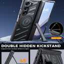 Magnetic for Galaxy Z-Fold-6 Case: Heavy Duty Armor Phone Case [Compatible with MagSafe][Hinge Protection][Dual Kickstand] Shockproof TPU+PC Cover for zfold 6 5G 2024 Black