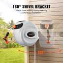 VEVOR Retractable Hose Reel, 65 ft x 5/8 inch, 180 Swivel Bracket Wall-Mounted, Garden Water Hose Reel with 9-Pattern Nozzle, Automatic Rewind, Lock at Any Length, and Slow Return System